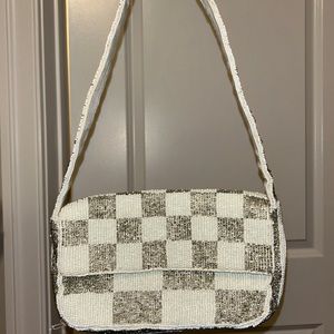 Beaded Checkered Anthropologie Shoulder Bag